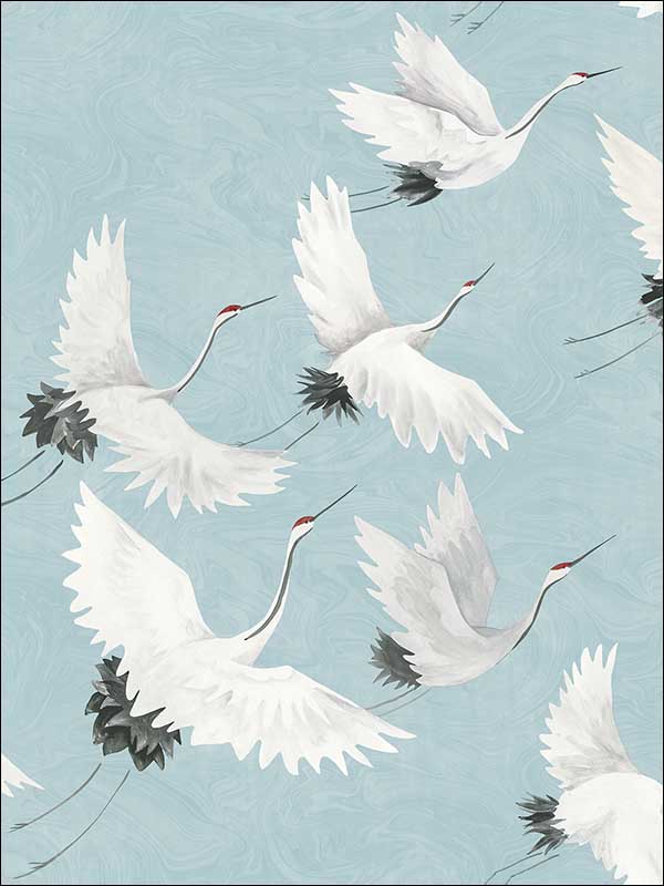 Windsong Crane fabric in blue color - pattern number 2764-24300 - by A Street Prints in the Mistral collection
