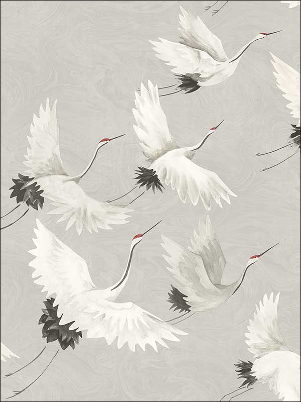 Windsong Crane fabric in grey color - pattern number 2764-24304 - by A Street Prints in the Mistral collection