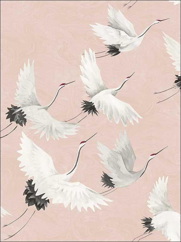 Windsong Crane fabric in pink color - pattern number 2764-24305 - by A Street Prints in the Mistral collection