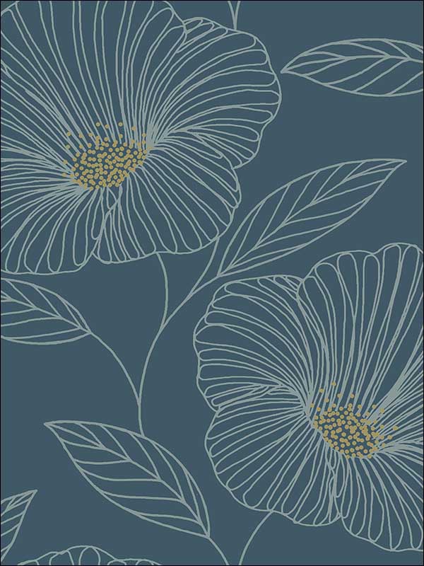 Mythic Floral fabric in blue color - pattern number 2764-24318 - by A Street Prints in the Mistral collection