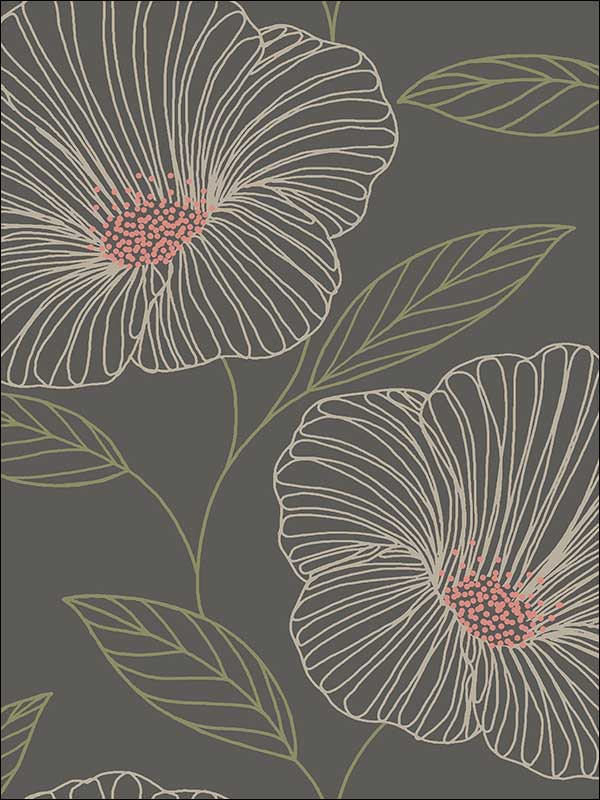 Mythic Floral fabric in grey color - pattern number 2764-24319 - by A Street Prints in the Mistral collection