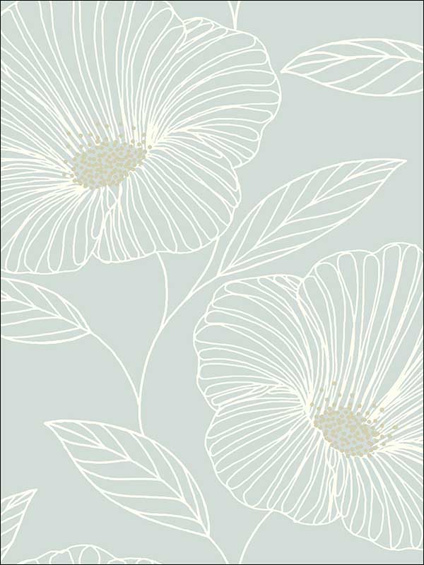 Mythic Floral fabric in seafoam color - pattern number 2764-24321 - by A Street Prints in the Mistral collection