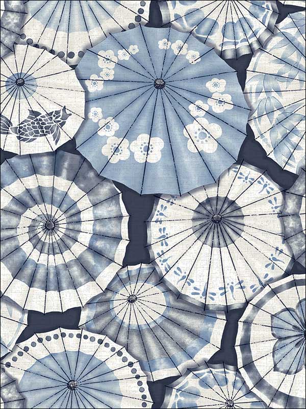 Mikado Parasol wallpaper in blue color - pattern number 2764-24361 - by A Street Prints in the Mistral collection