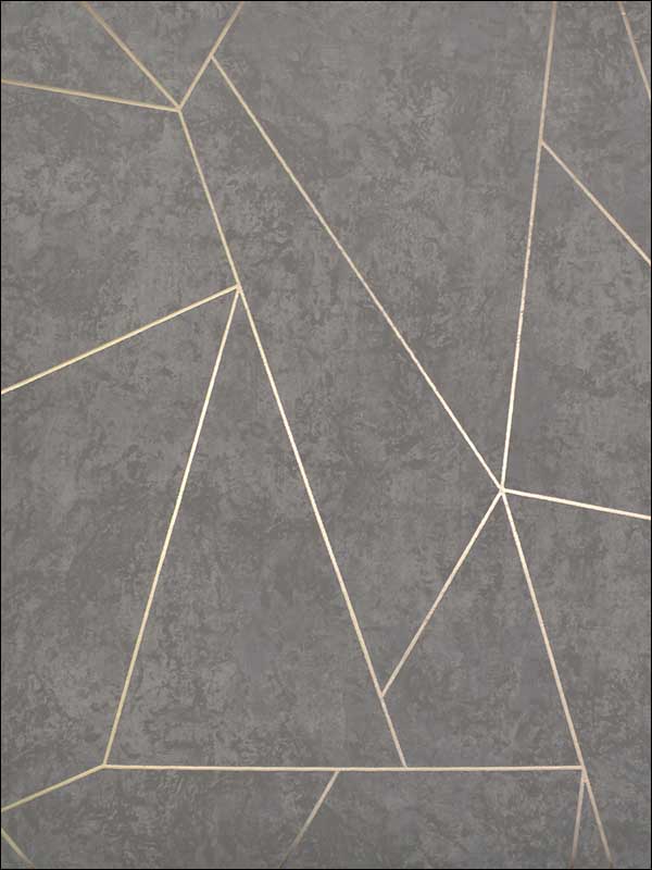 Nazca fabric in dark grey and gold color - pattern number NW3502 - by Antonina Vella in the Modern Metals collection