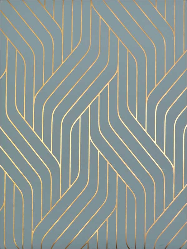 Ebb and Flow fabric in blue and gold color - pattern number NW3520 - by Antonina Vella in the Modern Metals collection