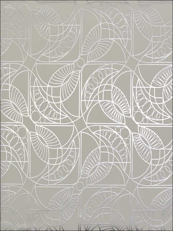 Cartouche fabric in white and silver color - pattern number NW3524 - by Antonina Vella in the Modern Metals collection