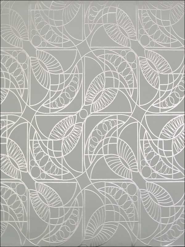 Cartouche wallpaper in blue and silver color - pattern number NW3527 - by Antonina Vella in the Modern Metals collection