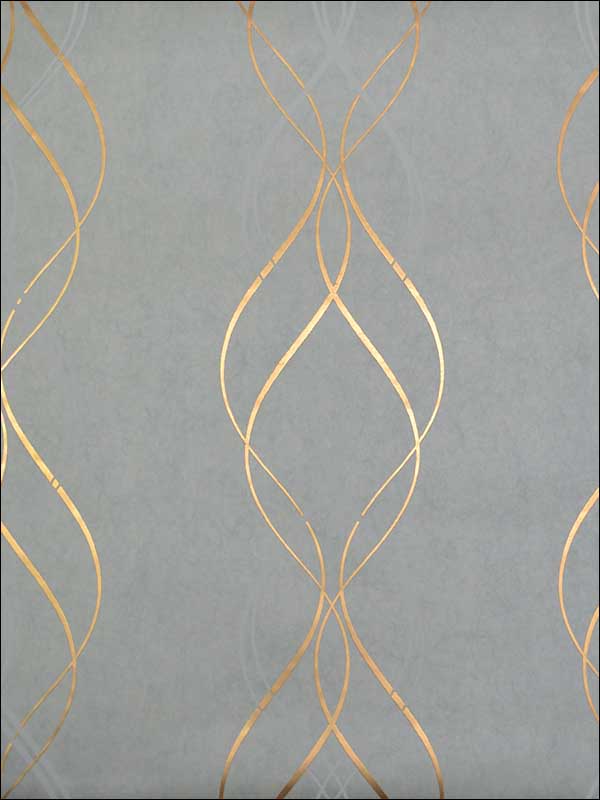 Aurora fabric in blue and gold color - pattern number NW3551 - by Antonina Vella in the Modern Metals collection