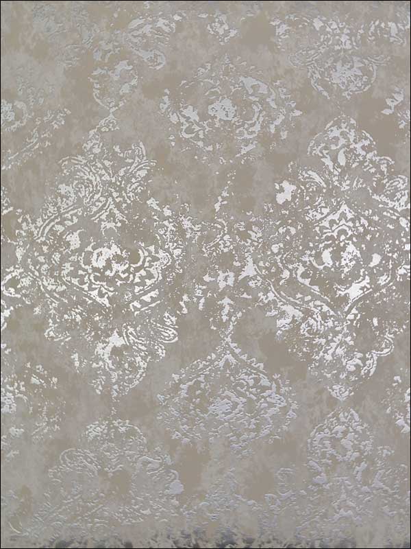 Stargazer fabric in white and silver color - pattern number NW3568 - by Antonina Vella in the Modern Metals collection