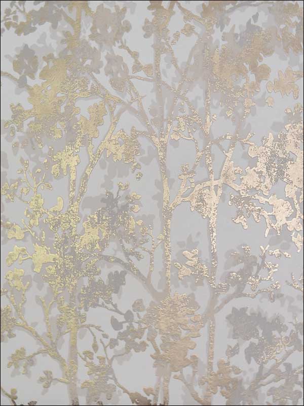 Shimmering Foliage fabric in white and gold color - pattern number NW3583 - by Antonina Vella in the Modern Metals collection