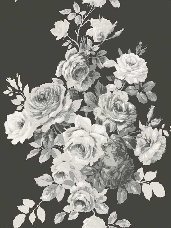 Tea Rose fabric in black and white color - pattern number ME1533 - by Magnolia Home by Joanna Gaines in the Magnolia Home Vol 2 collection