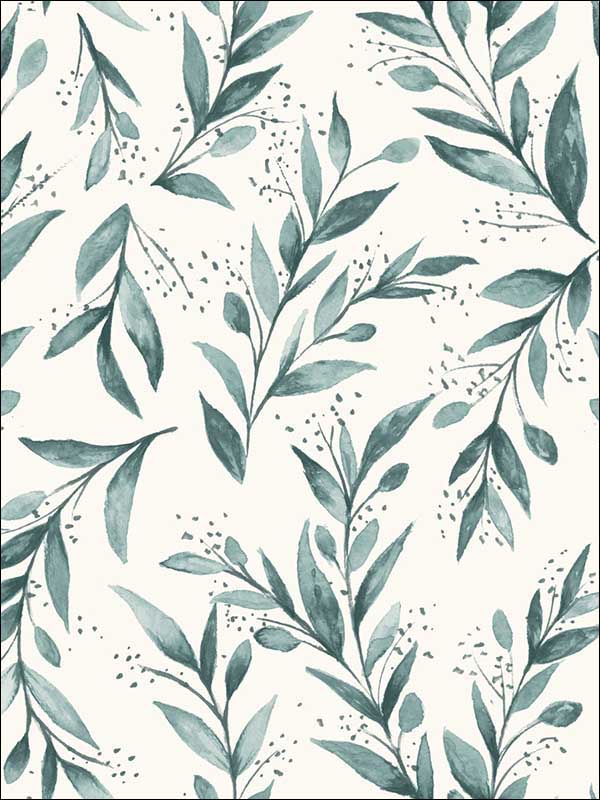 Weekends Olive Branch fabric in teal color - pattern number ME1536 - by Magnolia Home by Joanna Gaines in the Magnolia Home Vol 2 collection