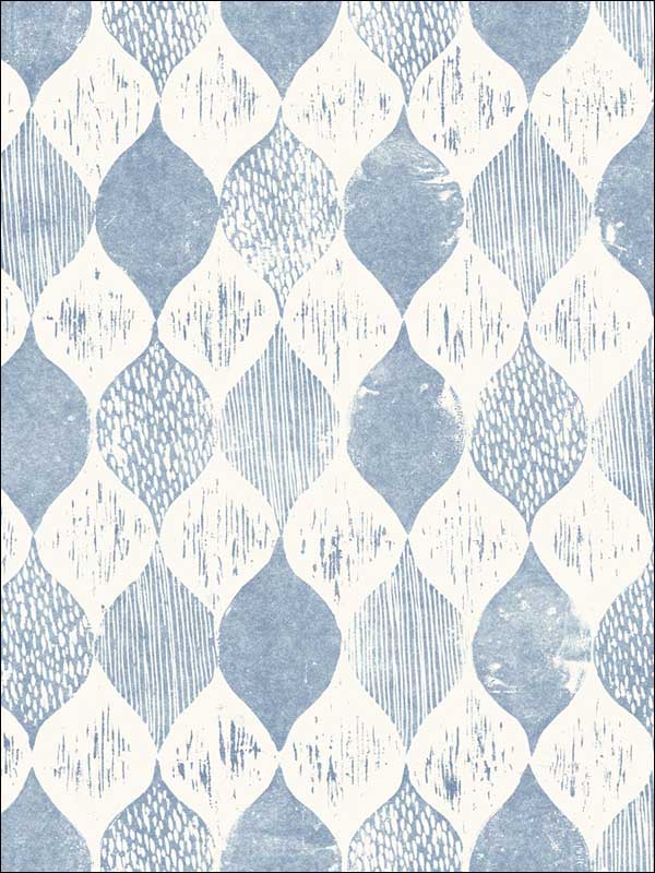 Woodblock wallpaper in blue color - pattern number ME1568 - by Magnolia Home by Joanna Gaines in the Magnolia Home Vol 2 collection