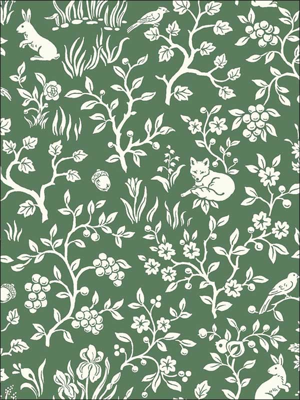 Fox and Hare fabric in forest green color - pattern number ME1573 - by Magnolia Home by Joanna Gaines in the Magnolia Home Vol 2 collection