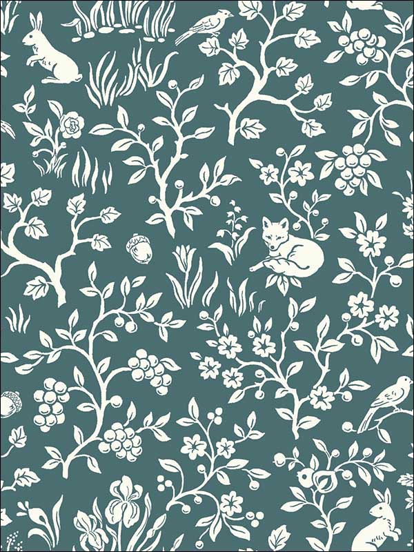 Weekends Fox and Hare fabric in teal color - pattern number ME1574 - by Magnolia Home by Joanna Gaines in the Magnolia Home Vol 2 collection