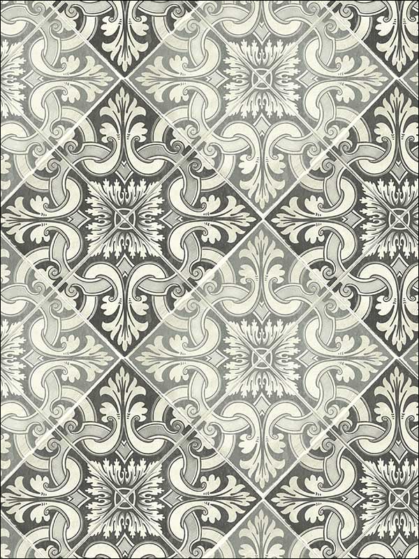 Tile fabric in gray color - pattern number MS90300 - by Pelican Prints in the Brownstone collection