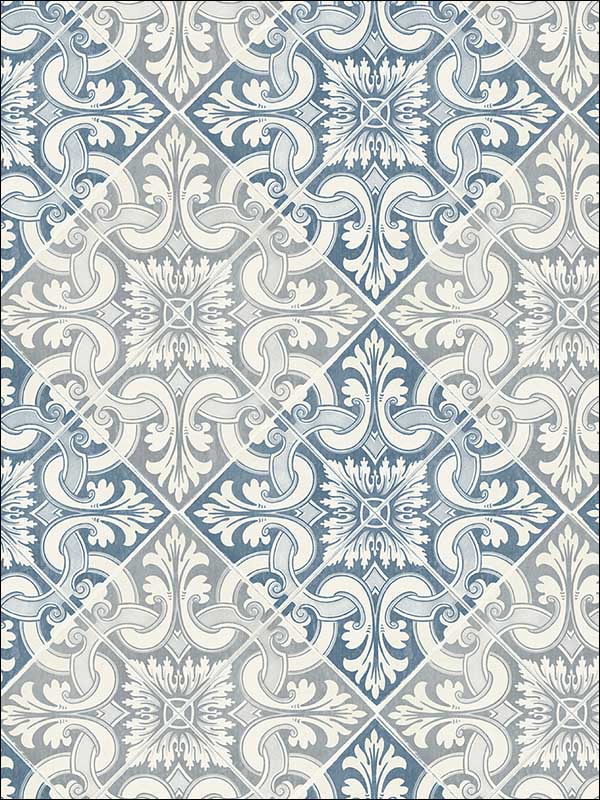 Tile fabric in blue color - pattern number MS90302 - by Pelican Prints in the Brownstone collection