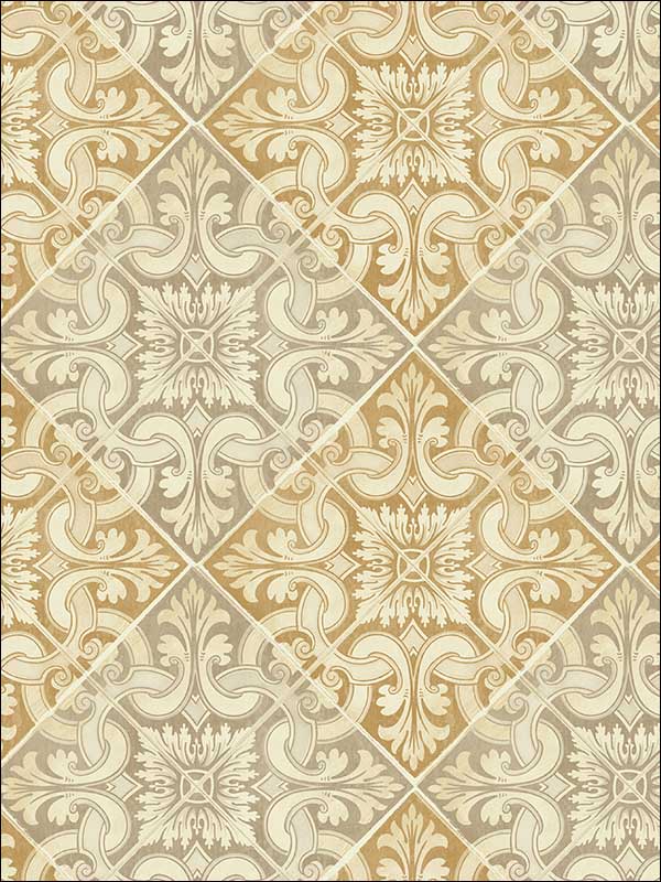 Tile fabric in gold color - pattern number MS90305 - by Pelican Prints in the Brownstone collection
