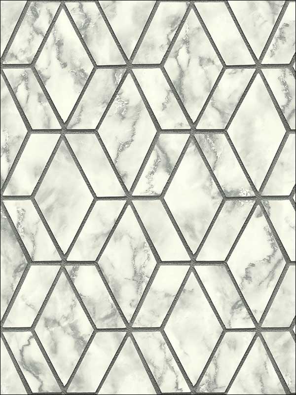 Marble Tile fabric in silver and pewter color - pattern number MS90400 - by Pelican Prints in the Brownstone collection