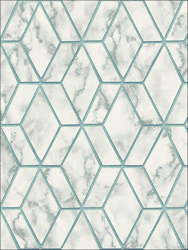 Marble Tile fabric in aqua and teal color - pattern number MS90404 - by Pelican Prints in the Brownstone collection