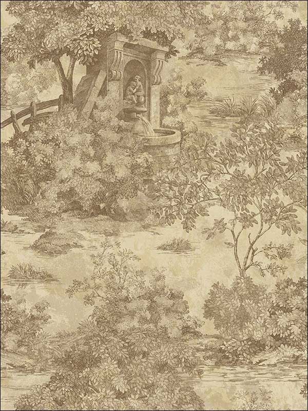 Toile fabric in copper and bronze color - pattern number MS90906 - by Pelican Prints in the Brownstone collection