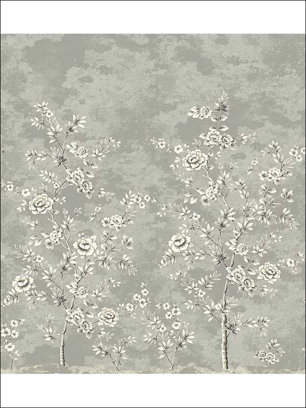 Chinoiserie 4 Panel mural in gray color - pattern number MS92100M - by Pelican Prints in the Brownstone collection