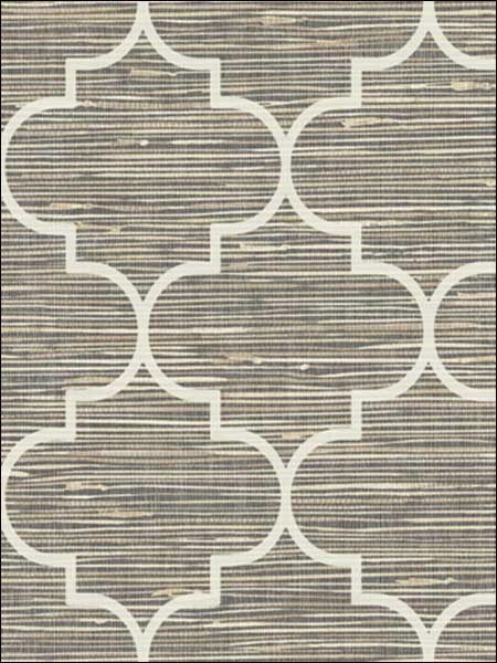 Lattice on Grasscloth fabric in charcoal neutral color - pattern number JB20808 - by Wallquest in the Woodlands Resource by Daisy Bennett collection