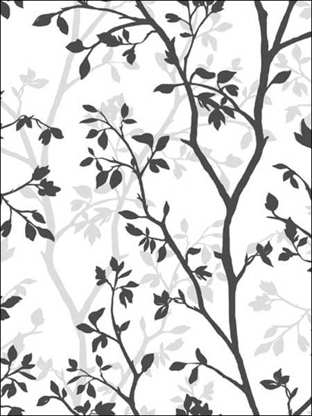 Trees fabric in black and white color - pattern number JB20900 - by Wallquest in the Woodlands Resource by Daisy Bennett collection