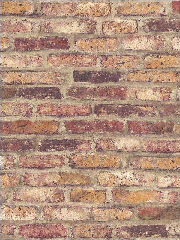 Faux Rustic Red Brick Peel and Stick fabric in rustic red color - pattern number NW30201 - by NextWall in the Peel and Stick Wallpaper by Nextwall collection