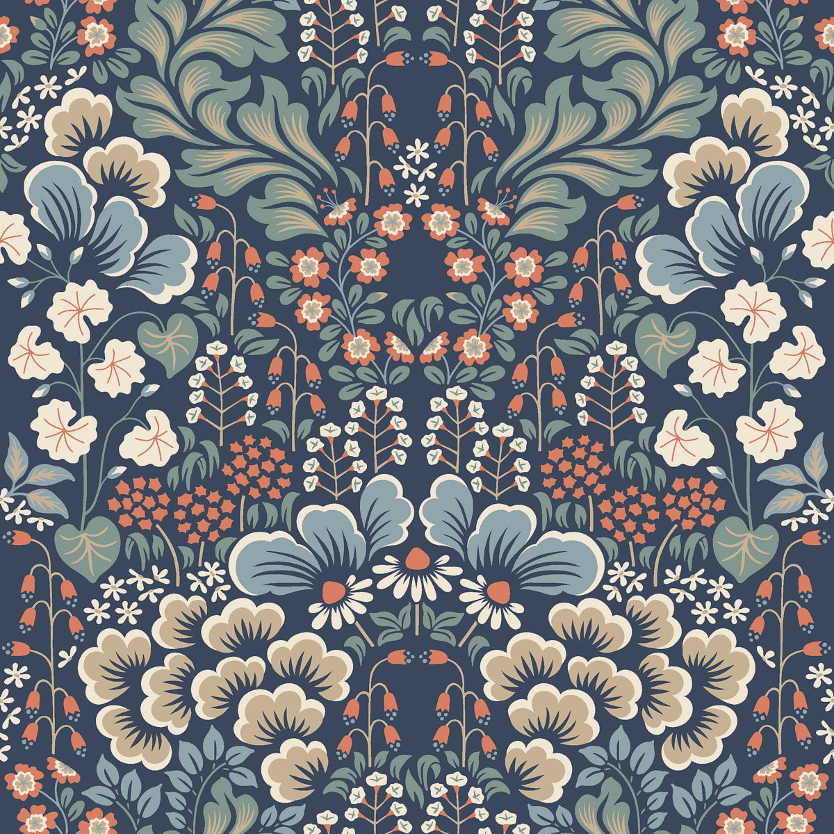 Blomstervall wallpaper in midnight multi color - pattern number 2097 - by Schumacher in the Borastapeter collection