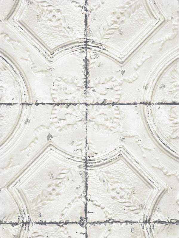 Deerfield Vintage Tin Tile fabric in off white color - pattern number 3115-12431 - by Chesapeake in the Farmhouse collection