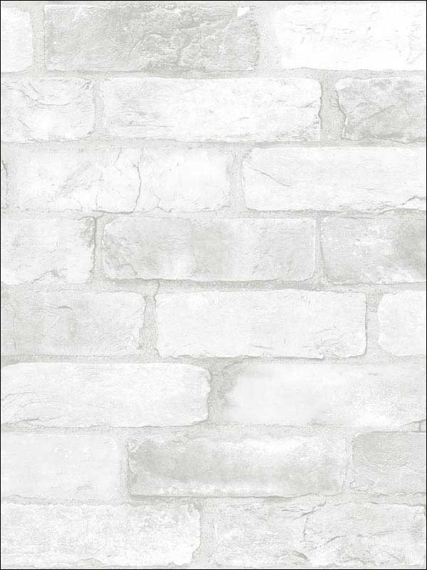 Loft Brick Peel and Stick fabric in white color - pattern number NU2218 - by Brewster in the NuWallpaper II collection
