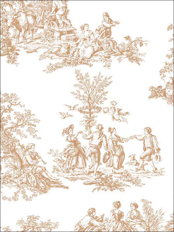 Romantic fabric in toile metallic gold color - pattern number MH36501 - by Patton Norwall in the Manor House by Norwall collection
