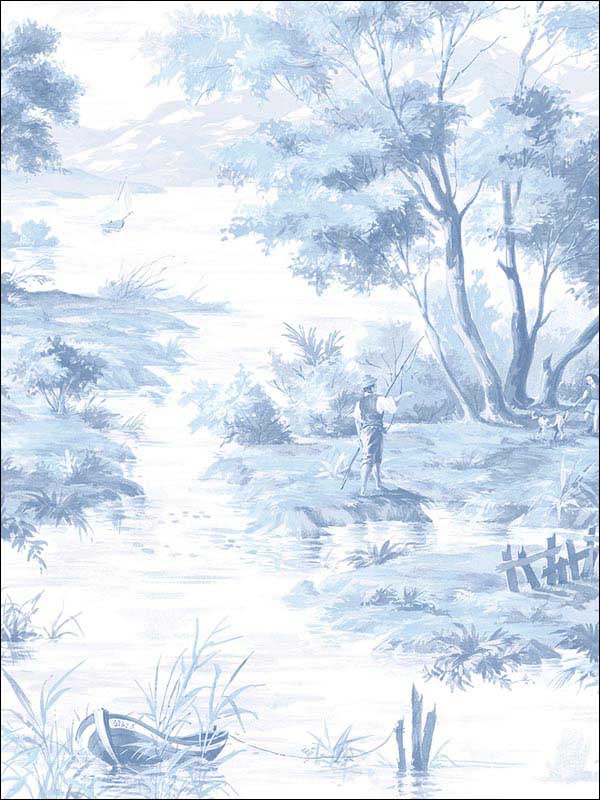 La Campagne fabric in light blue white color - pattern number MH36512 - by Patton Norwall in the Manor House by Norwall collection