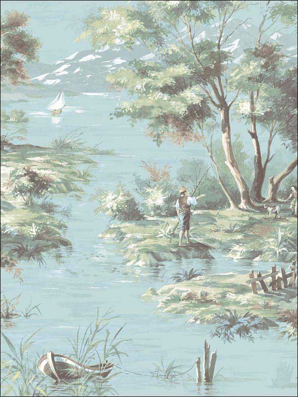 La Campagne fabric in turquoise color - pattern number MH36517 - by Patton Norwall in the Manor House by Norwall collection