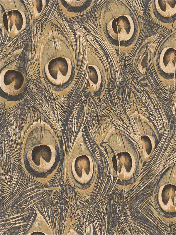 Peacock fabric in metallic gold ochre color - pattern number MH36521 - by Patton Norwall in the Manor House by Norwall collection