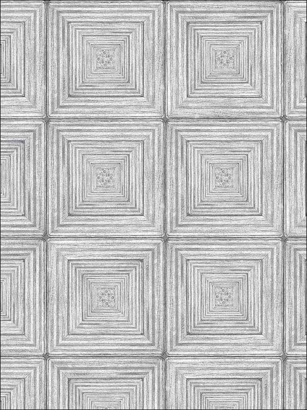 Parquet wallpaper in black grey color - pattern number MH36527 - by Patton Norwall in the Manor House by Norwall collection