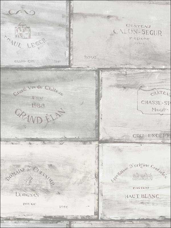 Wine Crates fabric in grey ivory color - pattern number CK36612 - by Patton Norwall in the Creative Kitchens collection