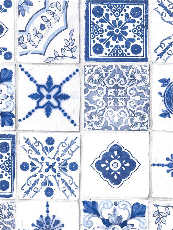 Morrocan Tiles fabric in blue color - pattern number CK36621 - by Patton Norwall in the Creative Kitchens collection