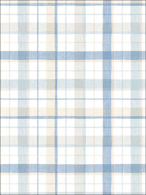 Linen Plaid fabric in blue beige color - pattern number CK36629 - by Patton Norwall in the Creative Kitchens collection