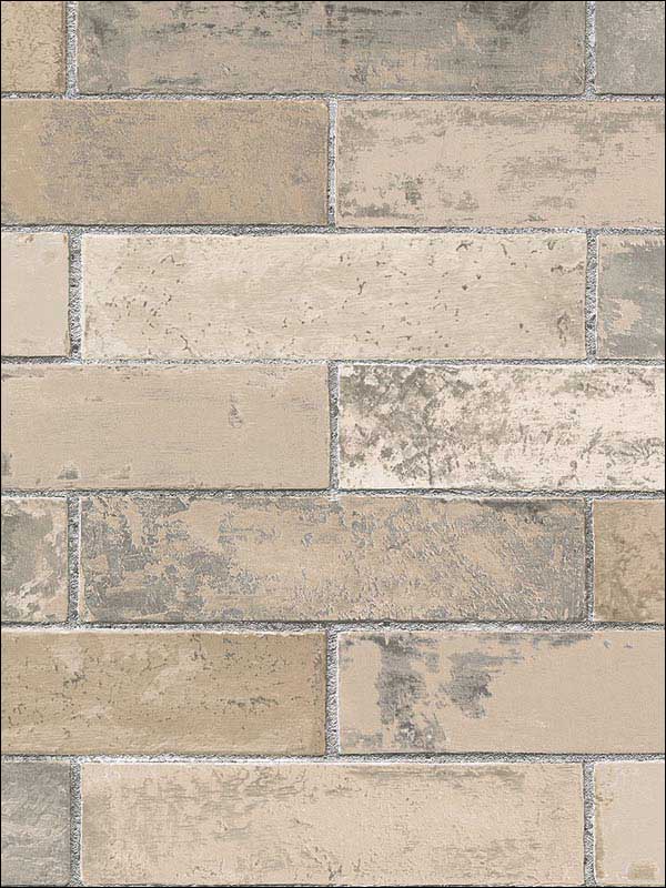 Swiss Brick wallpaper in tan cream black color - pattern number KV27423 - by Patton Norwall in the Creative Kitchens collection