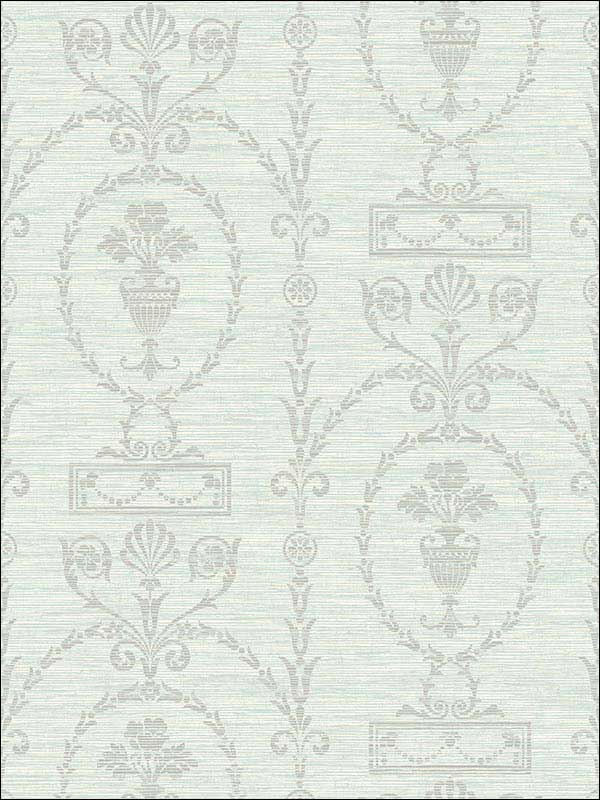 Damask fabric in blue metallic silver raised ink color - pattern number 1730602 - by Seabrook in the Mercury by Etten Gallerie collection