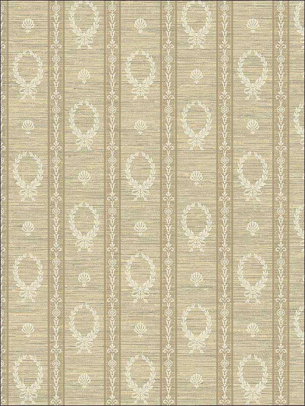 Crest Striped fabric in tan metallic gold off white color - pattern number 1730908 - by Seabrook in the Mercury by Etten Gallerie collection
