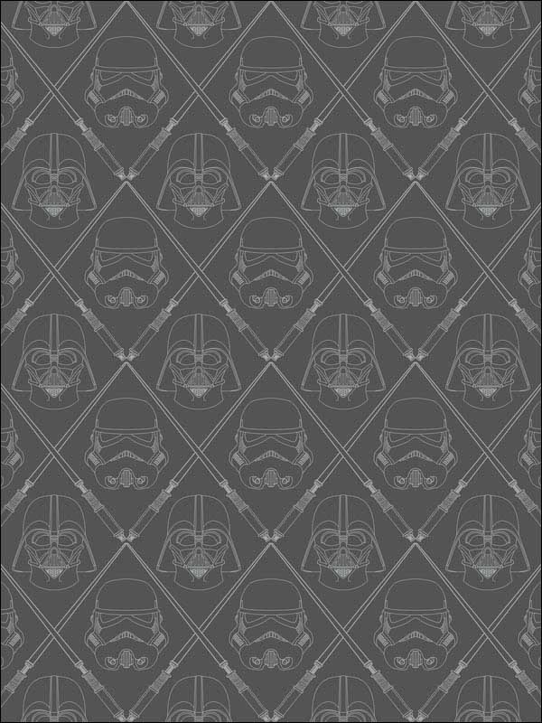 Star Wars Dark Side Peel and Stick fabric in gray color - pattern number RMK11063WP - by York in the Peel and Stick Wallpaper by York collection