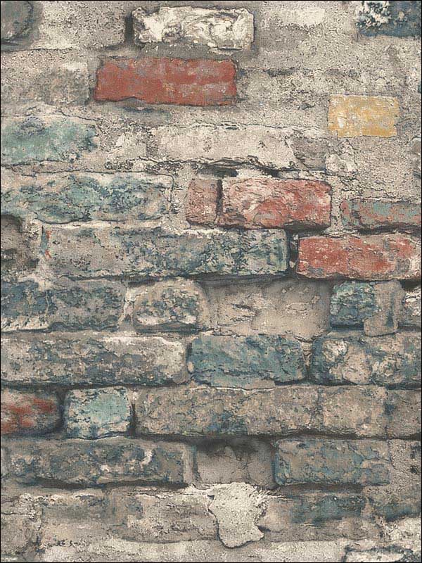 Brick Alley Peel and Stick wallpaper in red and tan color - pattern number RMK11080WP - by York in the Peel and Stick Wallpaper by York collection