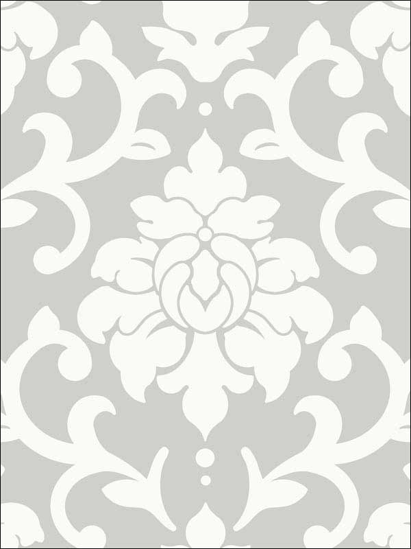 Damask Peel and Stick fabric in grey color - pattern number RMK9112WP - by York in the Peel and Stick Wallpaper by York collection