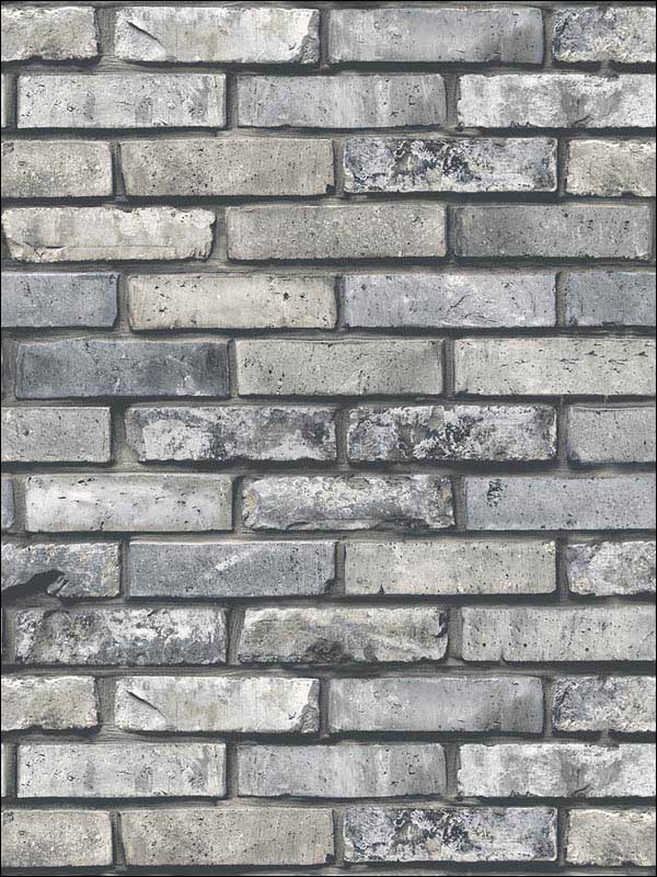 Painted Brick fabric in grey color - pattern number FD23288 - by Brewster in the Brewster Essentials collection