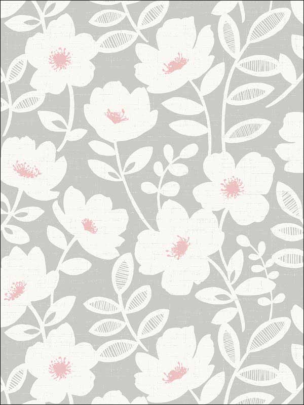 Bergman Scandi Flower fabric in pink color - pattern number UW24772 - by Brewster in the Brewster Essentials collection