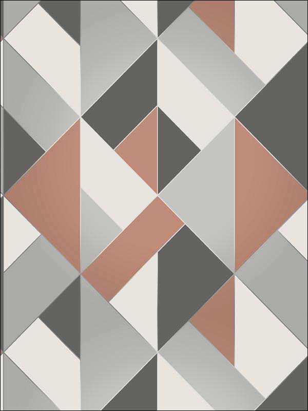 Delano Copper Structured Geo fabric in copper color - pattern number UW24782 - by Brewster in the Brewster Essentials collection