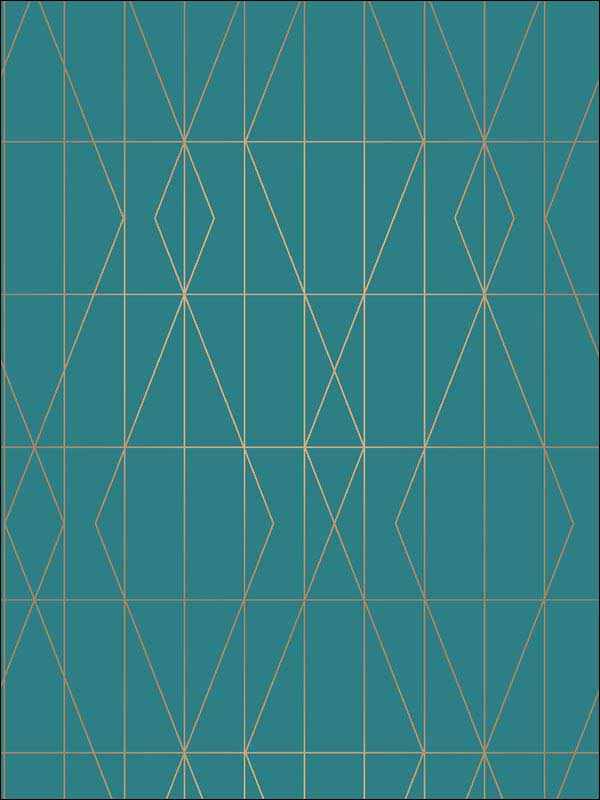 LeVeque Deco Diamond Geo fabric in teal color - pattern number UW24786 - by Brewster in the Brewster Essentials collection